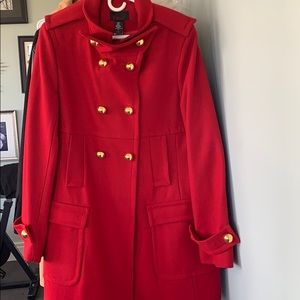Red wool peacoat